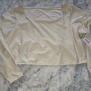 Old Navy Cream Long Sleeve Women's Cropped Active Top - 4x